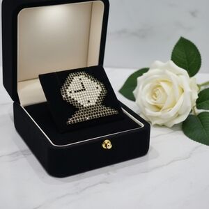 Glamorous Black and Silver Rhinestone Brooch